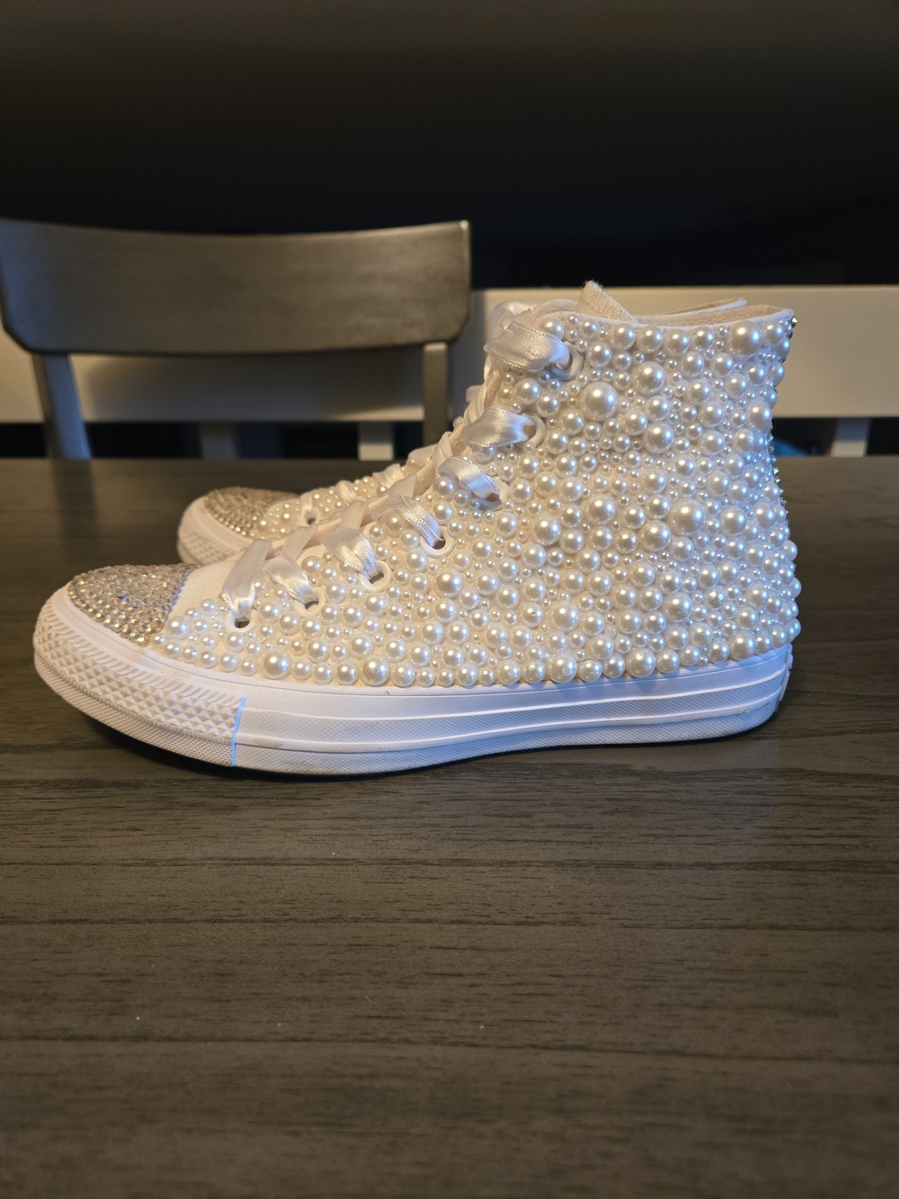 Converse Pearl-Embellished High-Top Sneakers - White